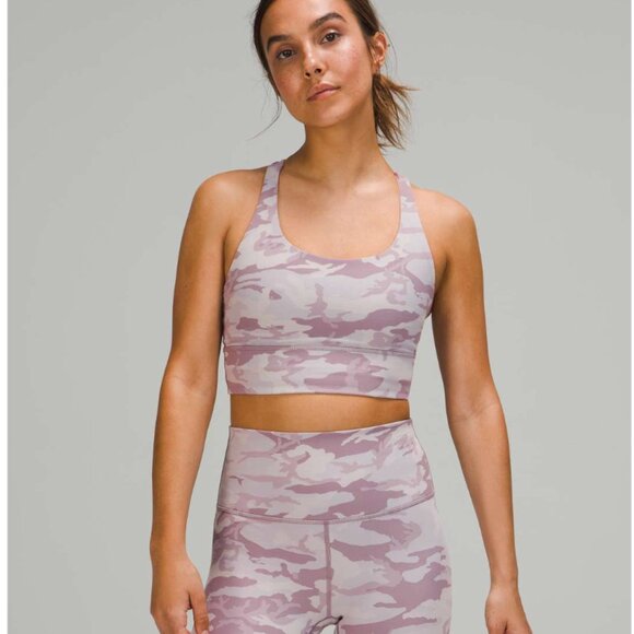 Lululemon PINK PURPLE CAMO LUXTREME RIBBED SET Energy Bra Long Line + Leggings 4 - Picture 2 of 15